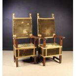 A Pair of Italian Walnut Throne Chairs.