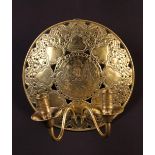 An 18th Century Brass Twin-Branch Wall Sconce.