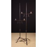 A Pair of 18th Century Floor Standing Wrought Iron Tripod Candle stands.