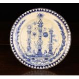 A Blue & White Transfer Printed American Masonic Plate 'Northern Lodge Newark N.J.