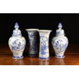 Two Pairs of Blue & White Delft Vases (A/F);