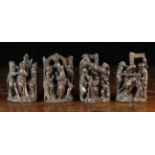 A Rare Set of Four 15th Century Miniature Oak Group Carvings depicting scenes from the Stations of