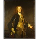 A Large Unframed 18th Century Oil on Canvas: Three-quarter Length Portrait of an Unknown Gentleman