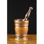 A Good Late 17th/Early 18th Century Lignum Vitae Pestle & Mortar with turned foot,
