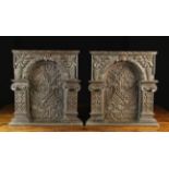 A Pair of 17th Century Arcaded Oak Panels.