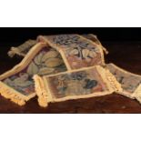 Three Small Decorative Table Runners composed of fragments of 17th Century tapestry edged in braid