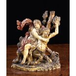 A 17th Century Sicilian Alabaster Carving of Deianira & Centaur Nessus enriched with polychrome,