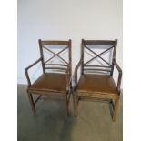 A pair of oak Georgian style carver chairs