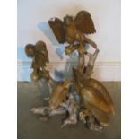 A large very decorative display, featuring nesting birds - 62cm H