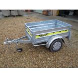 A Franc Trigano Remorques French made trailer max payload 410kg, 2.43m wide, in good order, with