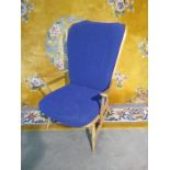 Mid century Ercolani arm chair with purple wool upholstery