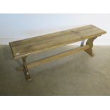 A rustic style pine bench, made by a local craftsman, 51cm H x 148cm x 36cm