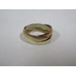 A 9ct tri gold Russian type wedding ring, approx 4.8 grams, size S, with surface wear throughout