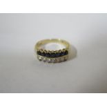 A 14ct gold diamond and sapphire ring, approx 3.5 grams, size P, condition consistent with regular