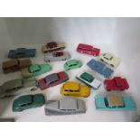 Seventeen Dinky Toys cars, including a Studebaker Golden Arrow, Porsche 356A and a Bentley S2 -