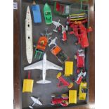 Assorted Corgi and Dinky farm vehicles, and others including five planes, and RMS Elizabeth all with