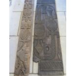 An African Palace door Yorba, Nigerian, in ebony with symmetrical terrapin motif - 167cm x 44cm -