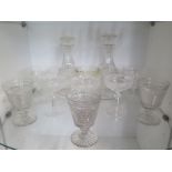 A selection of 19th Century and later glass wear, including a pair of decanters, three jugs, a