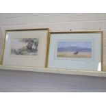 Two David Shepherd wildlife prints, of a lion and another of a wildebeest - both signed in pencil