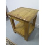 A 1920s chunky stripped pine lamp table - 55cm H x 42cm D x 44cm W - in clean waxed condition