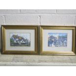 Two small prints in gilt frames, St Ives Cambridgeshire, and Holywell near St Ives - John Bell frame