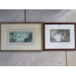 Two Russell Flint colour prints, each depicting a reclining female nude, largest overall size 36cm x