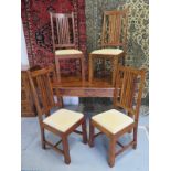 A John Lewis Maharani table and 4 chairs, table size 76cm H x 146cm x 90cm - some wear to fabric