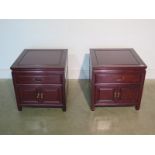 A pair of modern mahogany cabinets - H55cm x D56cm x W56cm - in good condition