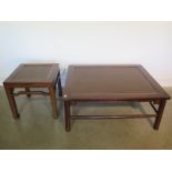 A modern hardwood coffee table, and a matching side table