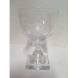 An interesting masonic drinking glass with sailing ship, entitled HERO above and monogrammed -