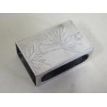 A large Chinese silver matchbox holder with engraved bamboo decoration - engraved Kay and Den 19.6.