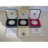 Three Royal commemorative silver proof crowns, each coin approx total 2.7 troy oz, includes 1977
