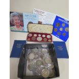 A collection of coins including a 1953 proof set, various coins including an 1846 1902 crown, see