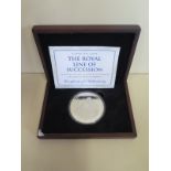 A 5oz silver coin, The Royal line of succession, no 90 of 450 - in original box with certificate