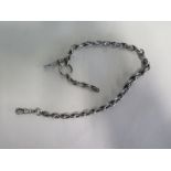 A silver watch chain 36cm long, approx 1.4 troy oz, some usage wear but generally good