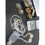 Assorted costume and silver jewellery and a silver pocket watch - winder loose