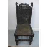 An 18th Century oak hall chair - 97cm H x 40cm W x 42cm D