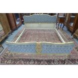 A continental upholstered cream painted double bed frame - 101cm H x 180cm W