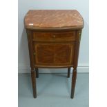 A continental marble top bedside cupboard