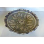 A tribal, possibly African bowl with primitive decoration, approx 29cm diameter, aside from a chip