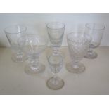 Six various 19th Century glasses including a penny lick, a rummer - all in good condition