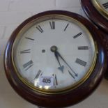 A dial clock on a mahogany case with a painted 8 inch dial and a drop shoulder fusee movement - in