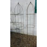 A pair of steel garden obelisks, 200cm tall