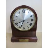 A presentation mahogany mantle clock, HAC clock Company, striking on four rods, in running order -