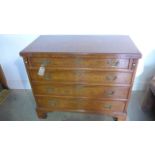 A burr oak bachelors chest with a fold over top, over four drawers - 100cm W x 84cm H x 50cm D -