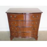 A mahogany four drawer bow fronted chest of drawers - 88cm W x 91cm H x 50cm D