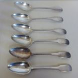 Six George III Scottish silver table spoons, Alexander Henderson Edinburgh 1802 with crested