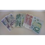 Mixed English bank notes, two x £20 notes, one x £5 note and nine x £1 note of different designs,