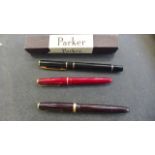 A Parker Duo fold fountain pen - A parker lady pen and another