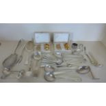 A collection of Norwegian 830 silver flatware, including teaspoons, serving spoons and forks, approx